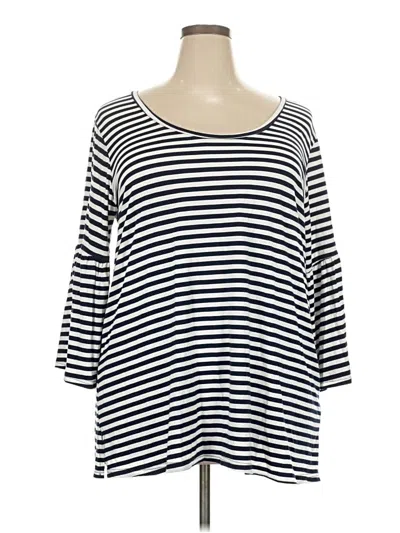 Pre-owned Weekend Suzanne Betro 3/4 Sleeve Top Black Boatneck Tops