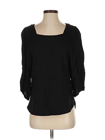 Pre-owned Weekend Suzanne Betro 3/4 Sleeve Top Black Scoop Neck Tops