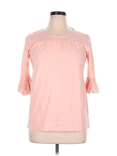 Pre-owned Weekend Suzanne Betro 3/4 Sleeve Top Pink Cold Shoulder Neckline Tops
