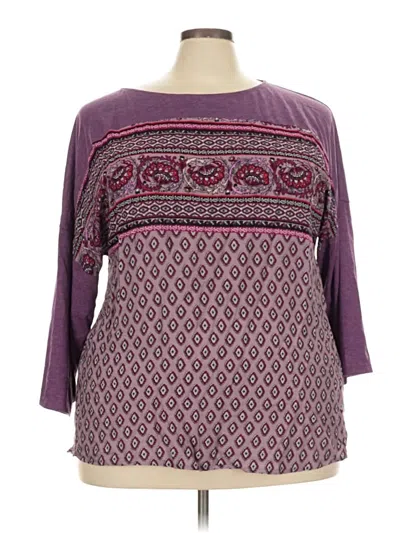 Pre-owned Weekend Suzanne Betro 3/4 Sleeve Top Purple Boatneck Tops