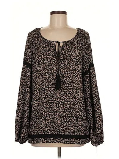 Pre-owned Weekend Suzanne Betro Long Sleeve Blouse In Black