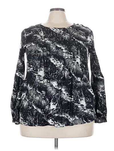 Pre-owned Weekend Suzanne Betro Long Sleeve Blouse In Black