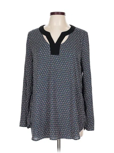 Pre-owned Weekend Suzanne Betro Long Sleeve Blouse In Blue