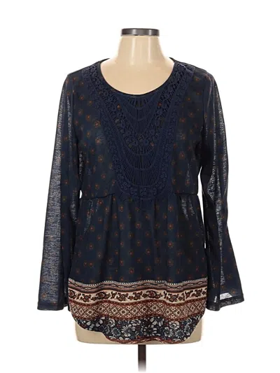 Pre-owned Weekend Suzanne Betro Long Sleeve Blouse In Blue