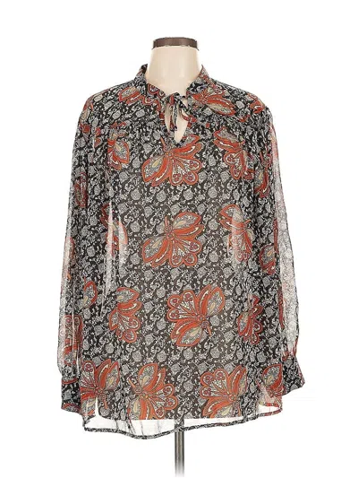 Pre-owned Weekend Suzanne Betro Long Sleeve Blouse In Brown