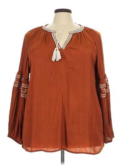 Pre-owned Weekend Suzanne Betro Long Sleeve Blouse In Brown