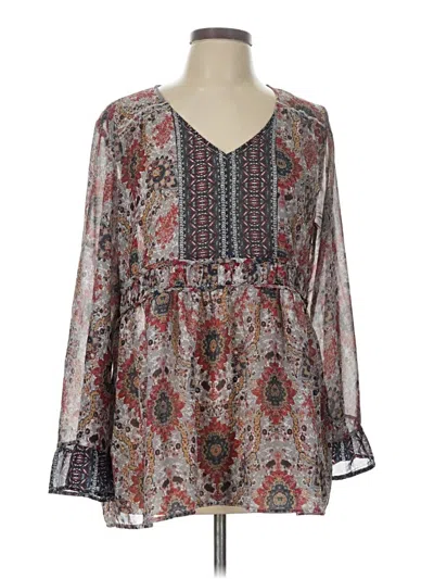 Pre-owned Weekend Suzanne Betro Long Sleeve Blouse In Gray
