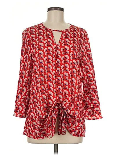 Pre-owned Weekend Suzanne Betro Long Sleeve Blouse In Red