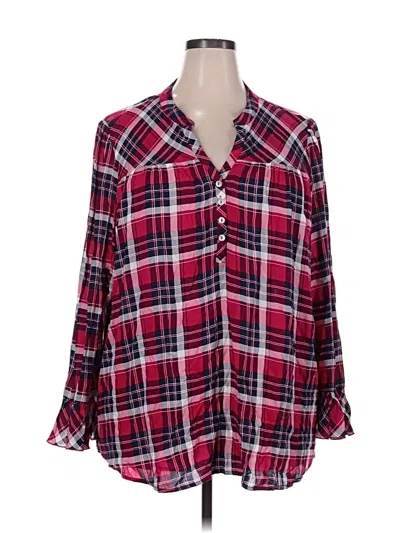 Pre-owned Weekend Suzanne Betro Long Sleeve Button Down Shirt In Red
