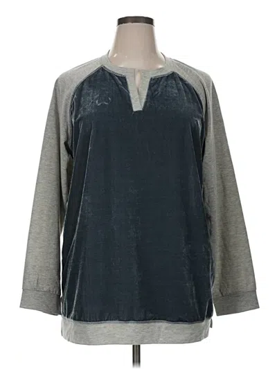 Pre-owned Weekend Suzanne Betro Long Sleeve Henley Shirt In Blue