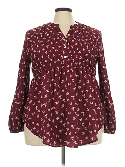 Pre-owned Weekend Suzanne Betro Long Sleeve Polo Shirt In Burgundy