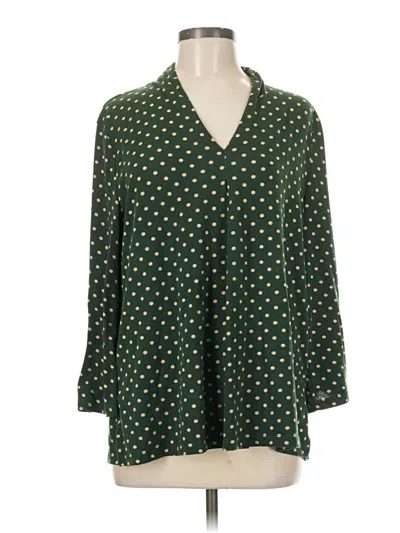 Pre-owned Weekend Suzanne Betro Long Sleeve Polo Shirt In Green