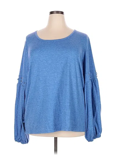 Pre-owned Weekend Suzanne Betro Long Sleeve Top Blue Boatneck Tops