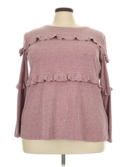 Pre-owned Weekend Suzanne Betro Long Sleeve Top Burgundy Ruffles Neckline Tops