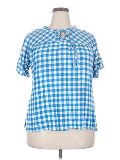 Pre-owned Weekend Suzanne Betro Short Sleeve Blouse In Blue