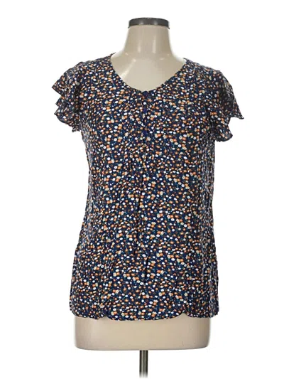 Pre-owned Weekend Suzanne Betro Short Sleeve Blouse In Blue
