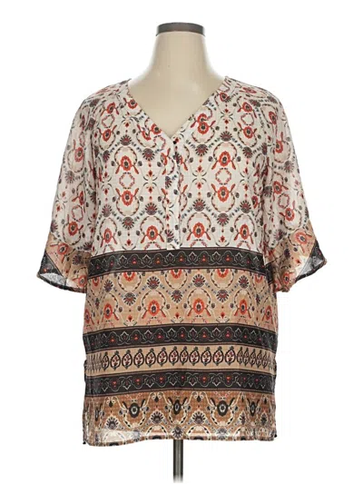 Pre-owned Weekend Suzanne Betro Short Sleeve Blouse In Brown