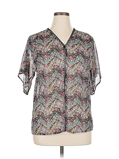 Pre-owned Weekend Suzanne Betro Short Sleeve Blouse In Gray
