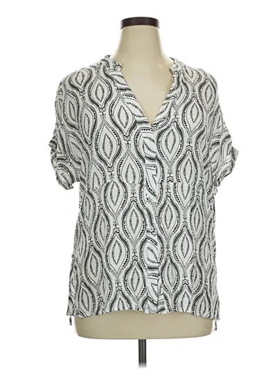 Pre-owned Weekend Suzanne Betro Short Sleeve Blouse In Silver