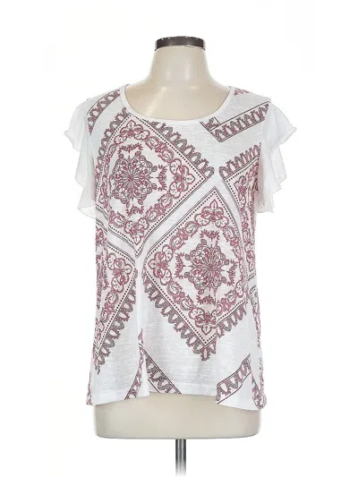 Pre-owned Weekend Suzanne Betro Short Sleeve Blouse In White