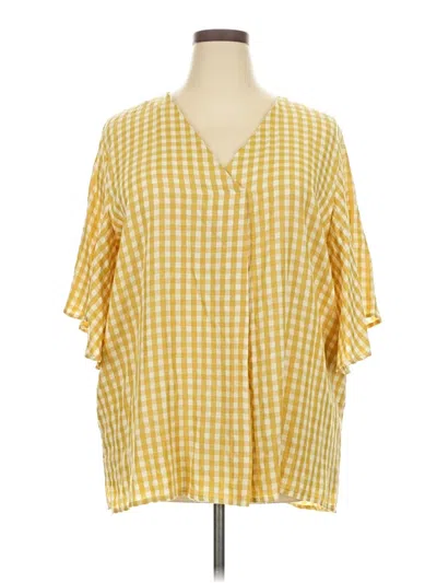 Pre-owned Weekend Suzanne Betro Short Sleeve Blouse In Yellow