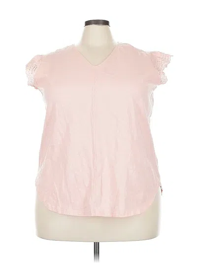 Pre-owned Weekend Suzanne Betro Short Sleeve Top Pink Sweetheart Neckline Tops