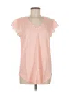 Weekend Suzanne Betro Short Sleeve Top Pink V Neck Tops In Pink