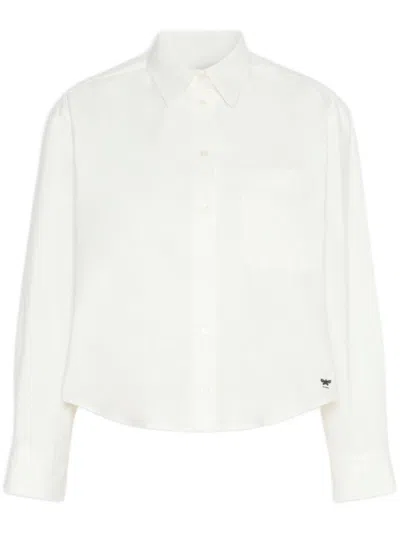 Weekend White Wkdnuoro Cropped Cotton-blend Shirt