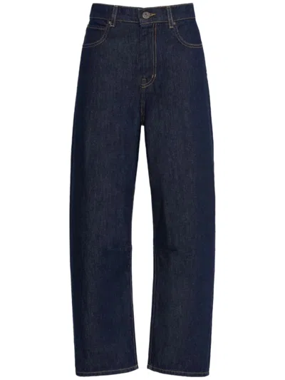 Weekend Wide-leg Cropped Jeans With High Waist And Classic Five-pocket Styling In Blue