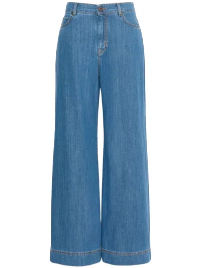 Weekend Wide-leg Denim Jeans With High Waist And Five-pocket Design In Blue