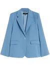 Weekend Blue Lamine Structured Tailored Fabric Blazer In Blue