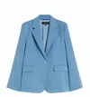 Weekend Blue Lamine Structured Tailored Fabric Blazer In Blue