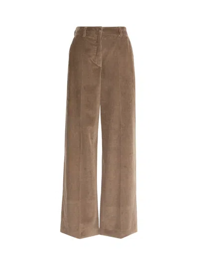 Weekend Wkdtania Brown Cotton Corduroy Wide-leg Pants