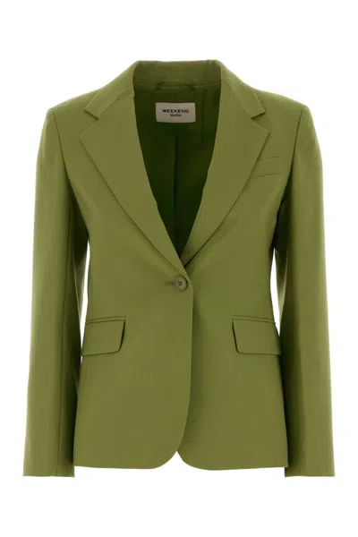 Weekend Wool Lamine Blazer For Women In Green