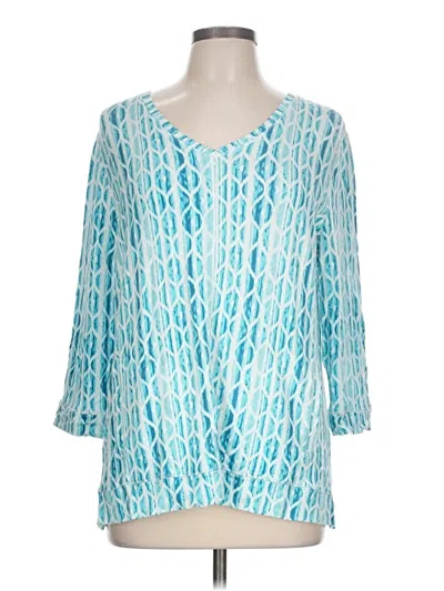 Pre-owned Weekends By Chico's 3/4 Sleeve Blouse In Teal