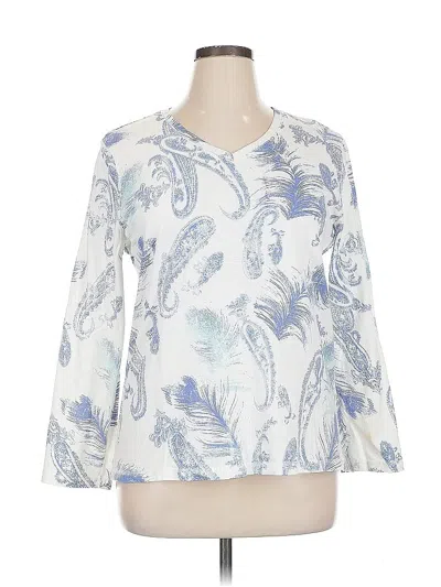 Pre-owned Weekends By Chico's 3/4 Sleeve Blouse In White