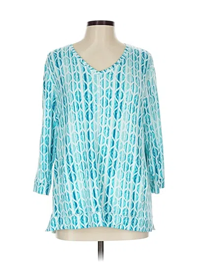 Pre-owned Weekends By Chico's 3/4 Sleeve T-shirt In Blue