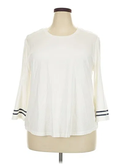 Pre-owned Weekends By Chico's 3/4 Sleeve Top Ivory Boatneck Tops