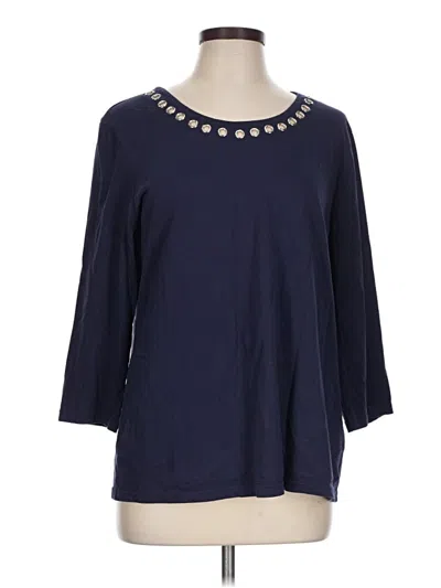Pre-owned Weekends By Chico's 3/4 Sleeve T-shirt In Blue