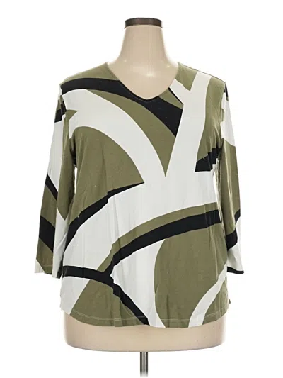 Pre-owned Weekends By Chico's 3/4 Sleeve T-shirt In Green