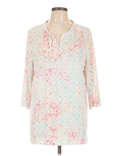 Pre-owned Weekends By Chico's 3/4 Sleeve T-shirt In Ivory