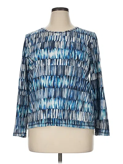 Pre-owned Weekends By Chico's Long Sleeve Blouse In Blue