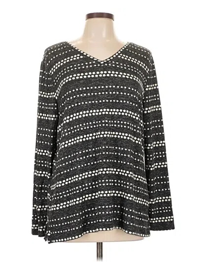 Pre-owned Weekends By Chico's Long Sleeve Top Gray V Neck Tops