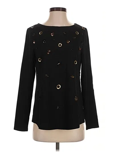 Pre-owned Weekends By Chico's Long Sleeve T-shirt In Black