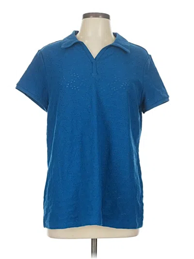 Pre-owned Weekends By Chico's Short Sleeve Polo Shirt In Blue