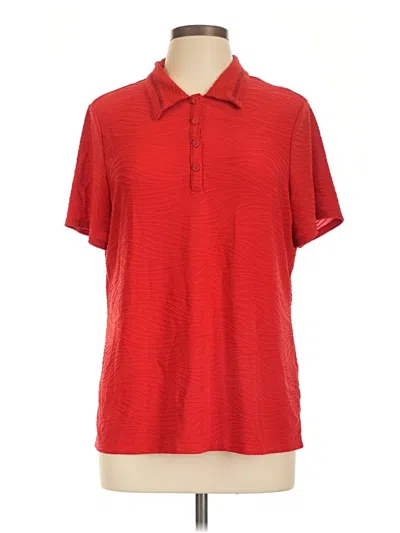 Pre-owned Weekends By Chico's Short Sleeve Polo Shirt In Red