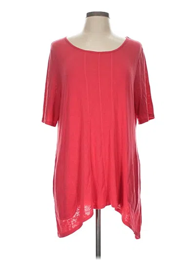 Pre-owned Weekends By Chico's Short Sleeve Top Red Scoop Neck Tops