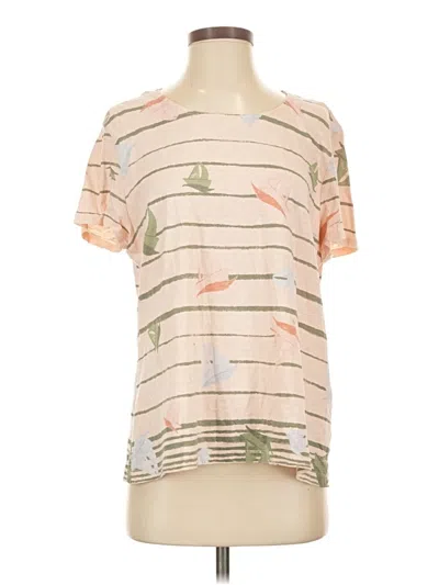 Pre-owned Weekends By Chico's Short Sleeve Top Tan Scoop Neck Tops
