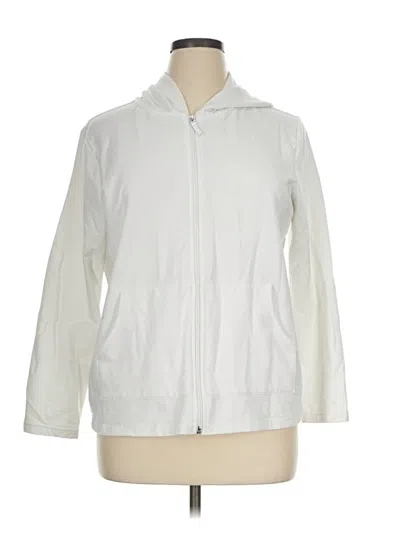 Pre-owned Weekends By Chico's Zip Up Hoodie In White