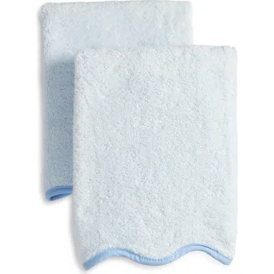 Weezie 2-pack Scalloped Organic Cotton Terry Hand Towels In Blue